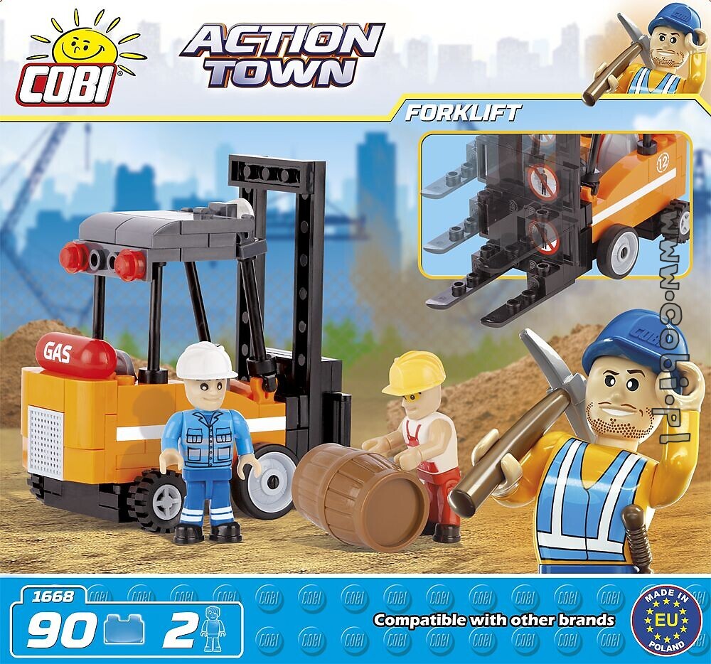 COBI- Action Town-Forklift Jouet Coloris Assortis 90 Pcs COB01668 