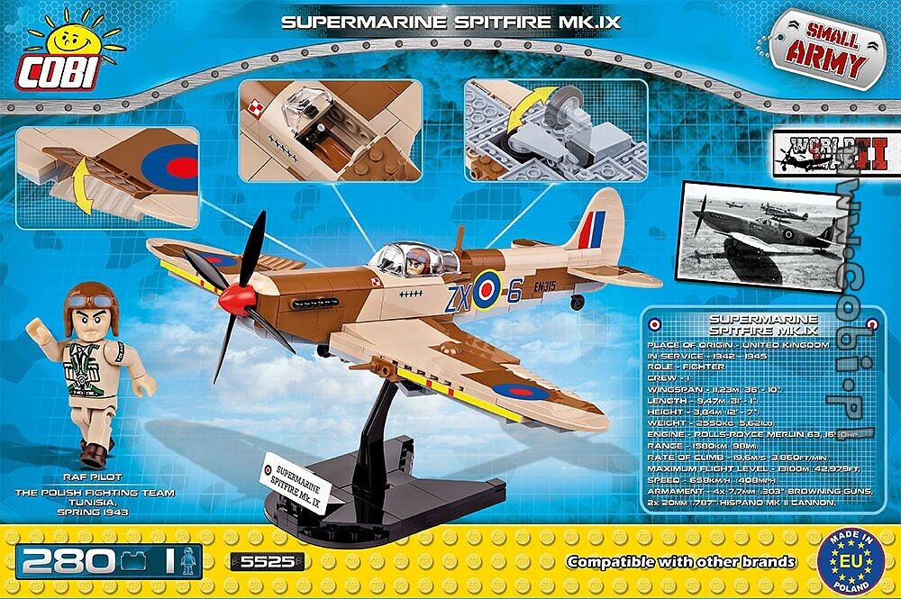 Bausteine Flugzeug Kampfjet Jet Supermarine Spitfire Mk VBI Spielzeug COBI 